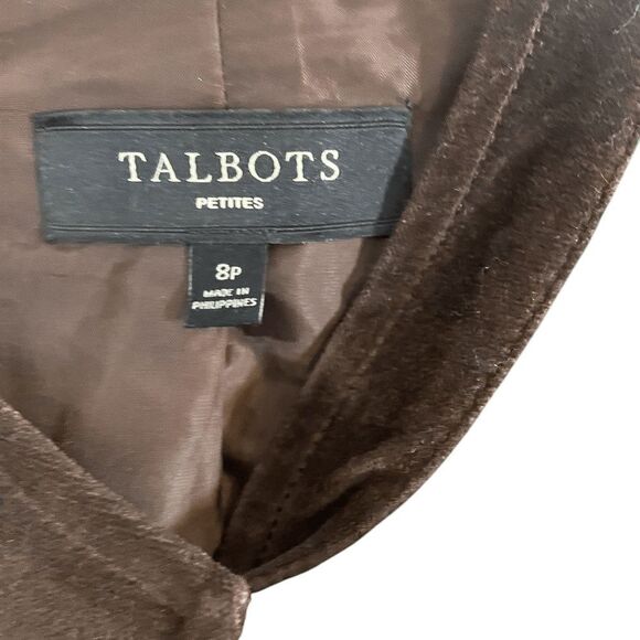 Talbots Womens Vintage Jacket 8P Tweed Button Front Brown Velvet Trim - Picture 3 of 3